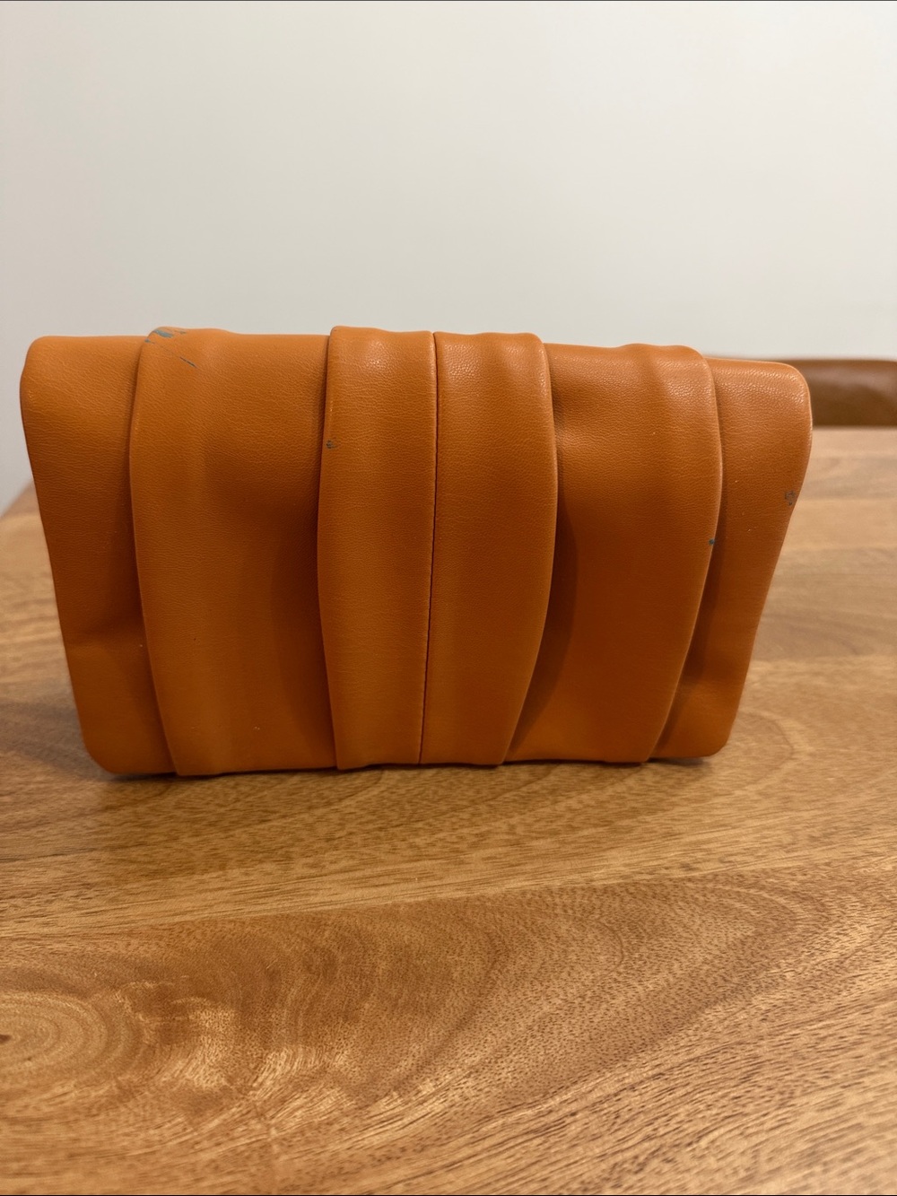 Aqua Orange Pleated Wristlet Clutch